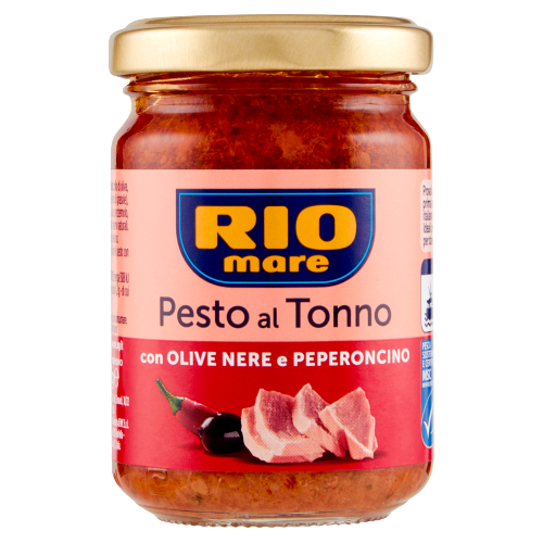 RIOMARE TUNA PESTO BLACK OLIVES AND CHILI JAR 130 GR (12 in a box)
