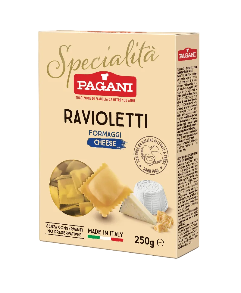 PAGANI STUFFED PASTA RAVIOLI WITH CHEESE 250 GR (8 in a box)