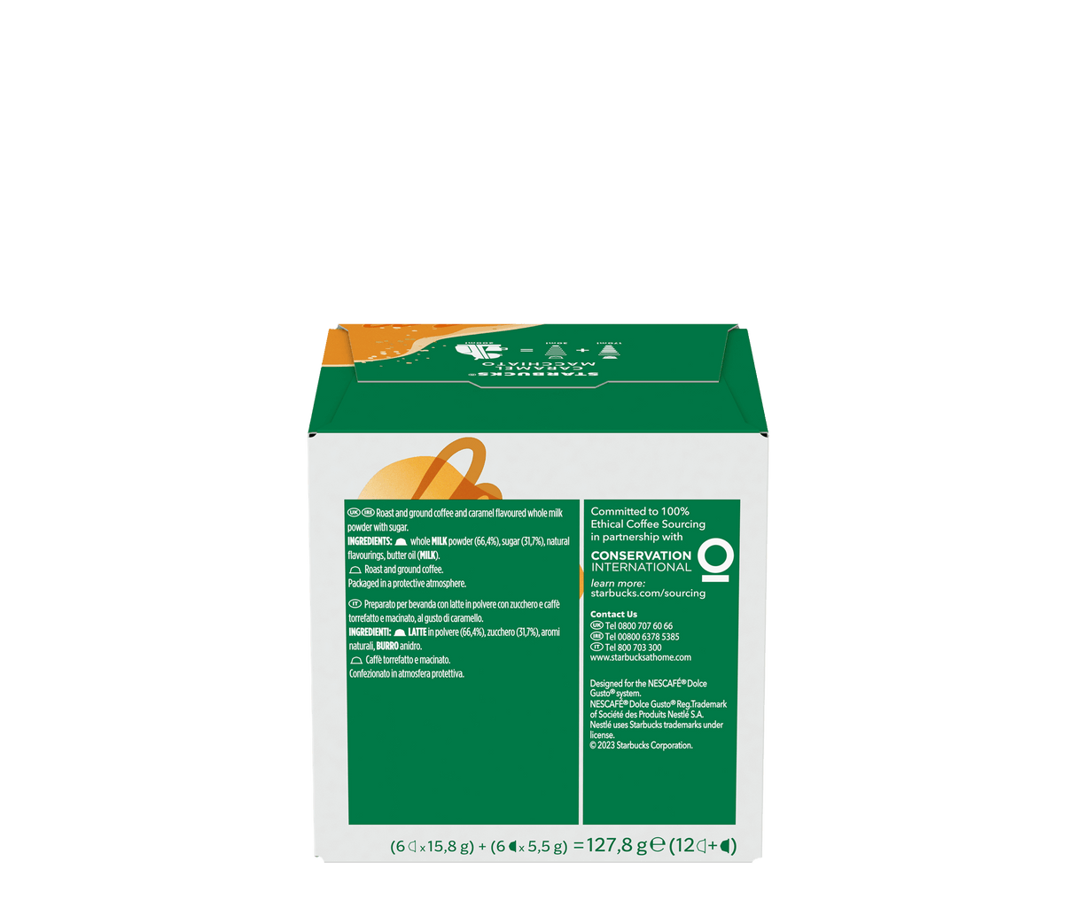 STARBUCKS COFFEE CAPSULES CARAMEL MACCHIATO X12 120 GR (3 in a box)