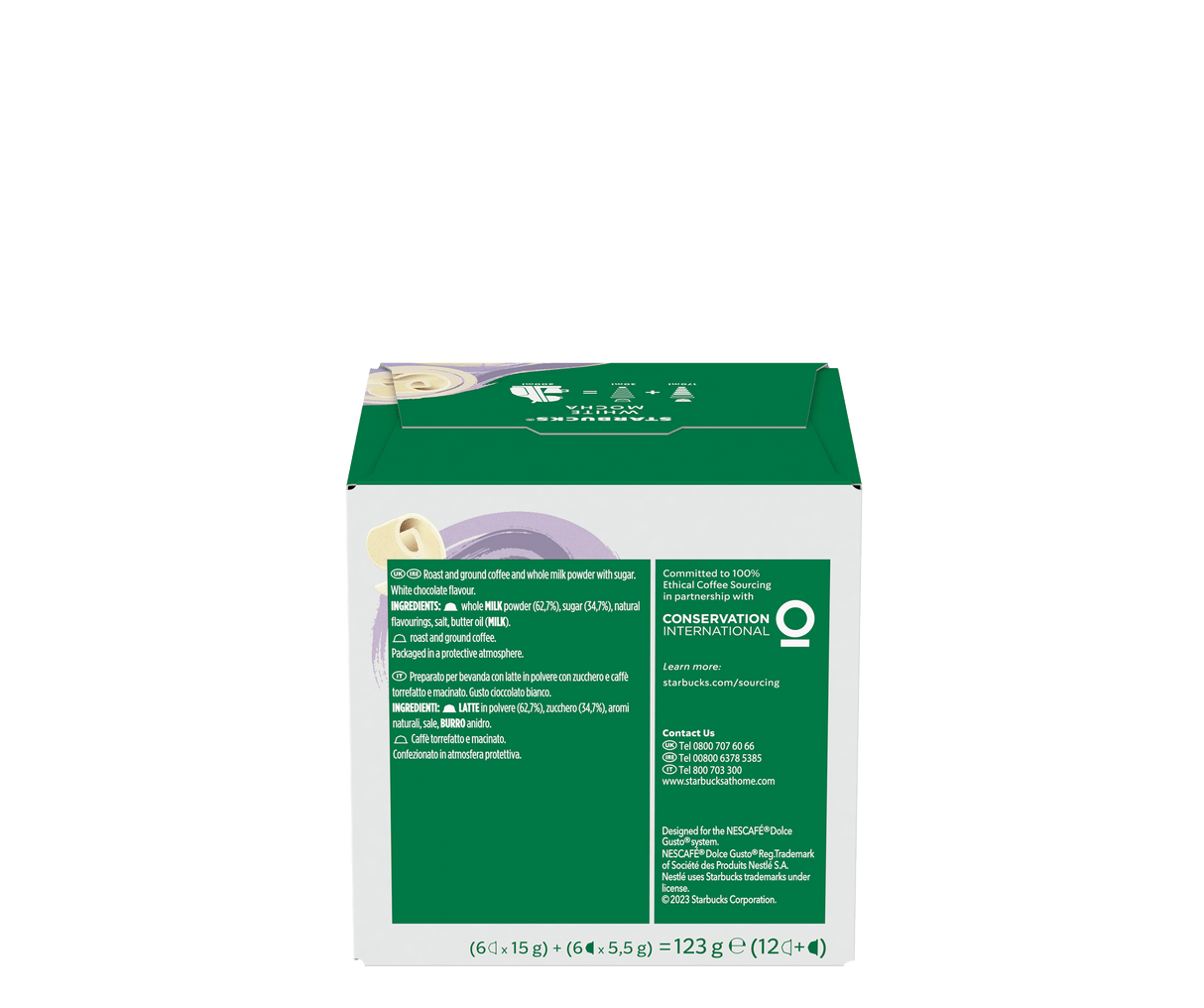 STARBUCKS COFFEE CAPSULES WHITE MOCHA X12 120 GR (3 in a box)