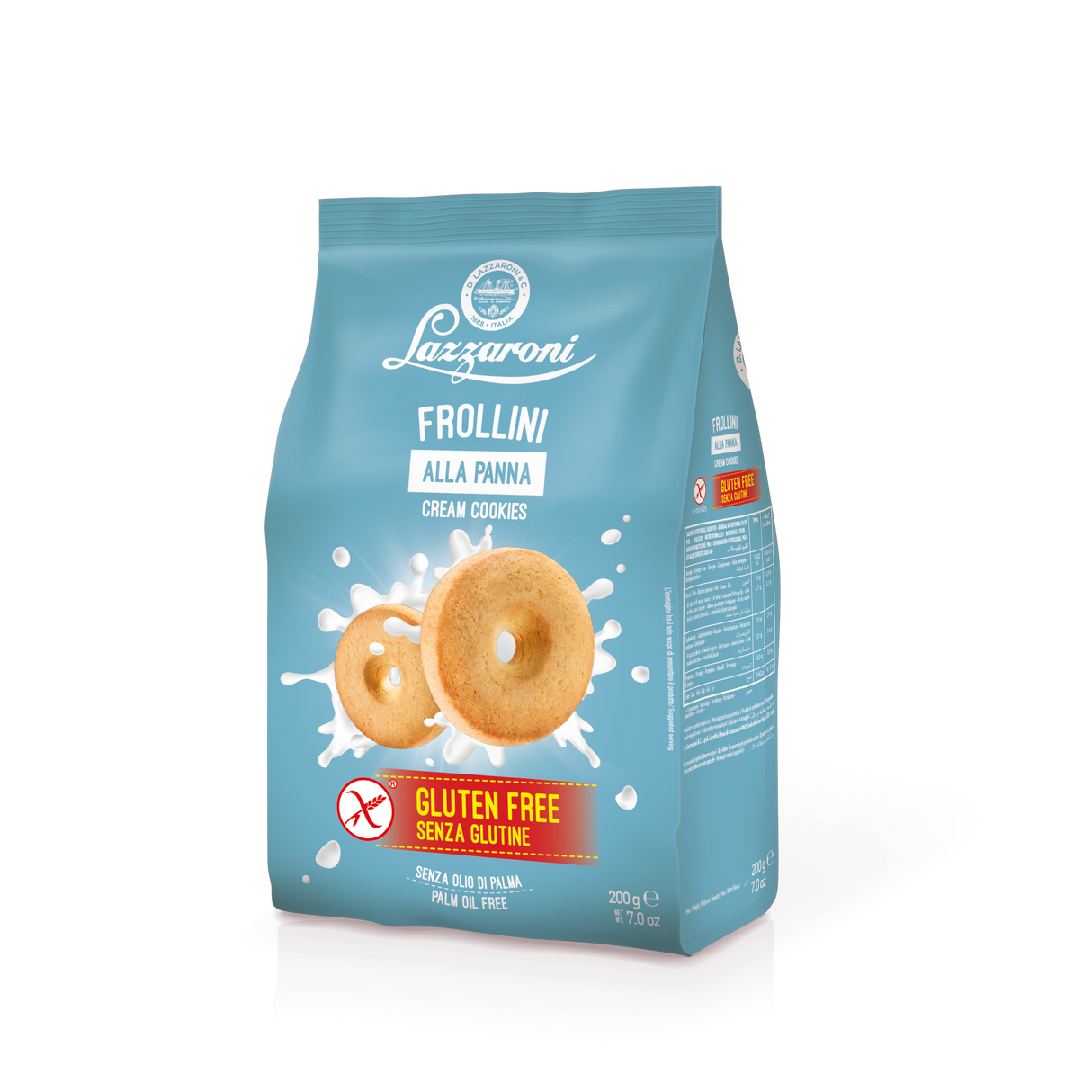 LAZZARONI BISCUITS SHORTBREAD CREAM GLUTEN FREE 200 GR (10 in a box)