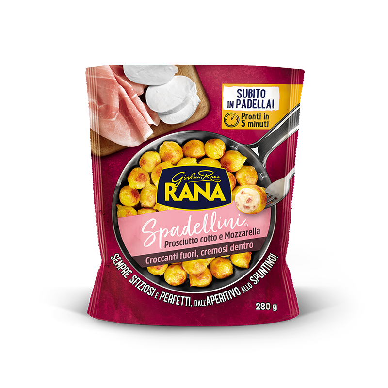 RANA SPADELLINI STUFFED PASTA GNOCCHI WITH COOKED HAM AND MOZZARELLA 280 GR (6 in a box)