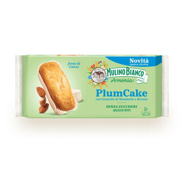 MULINO BIANCO ARMONIA SNACK PLUMCAKE CHOPPED ALMONDS AND RICOTTA X5 155 GR (10 in a box)