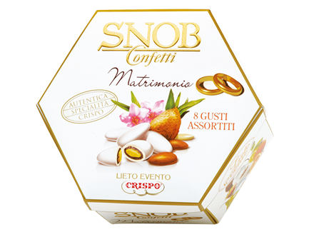 CRISPO CONFETTI SNOB WEDDING WHITE ALMOND 500 GR (6 in a box)