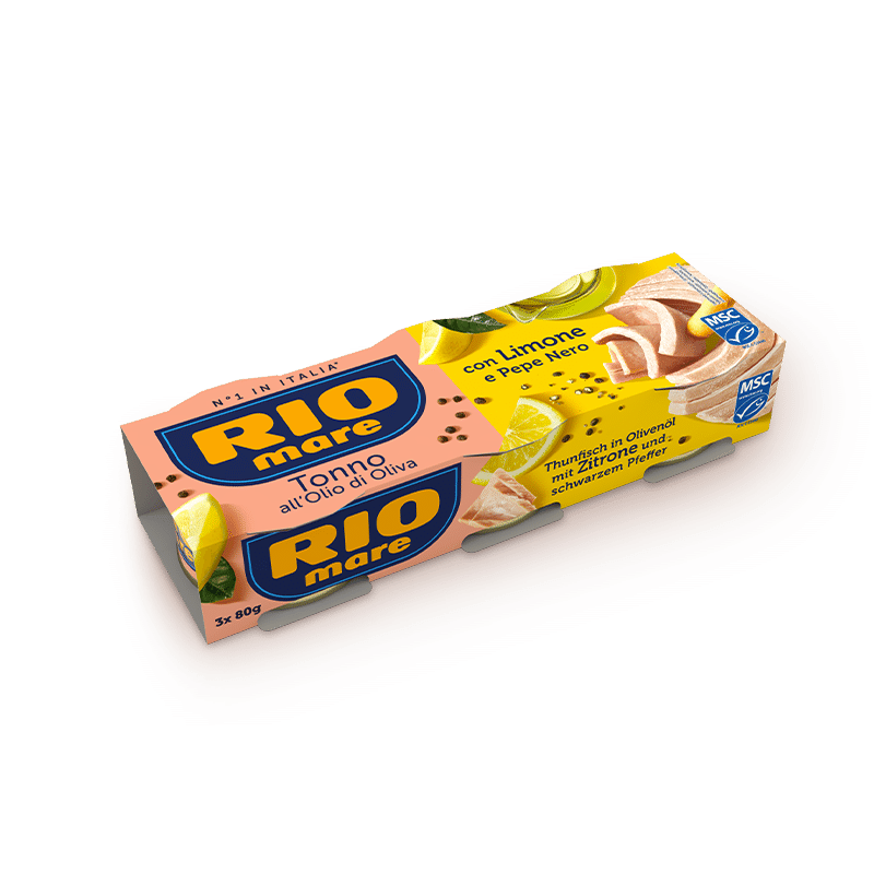 RIOMARE TUNA WITH LEMON AND BLACK PEPPER 80 GR X3 (32 in a box)