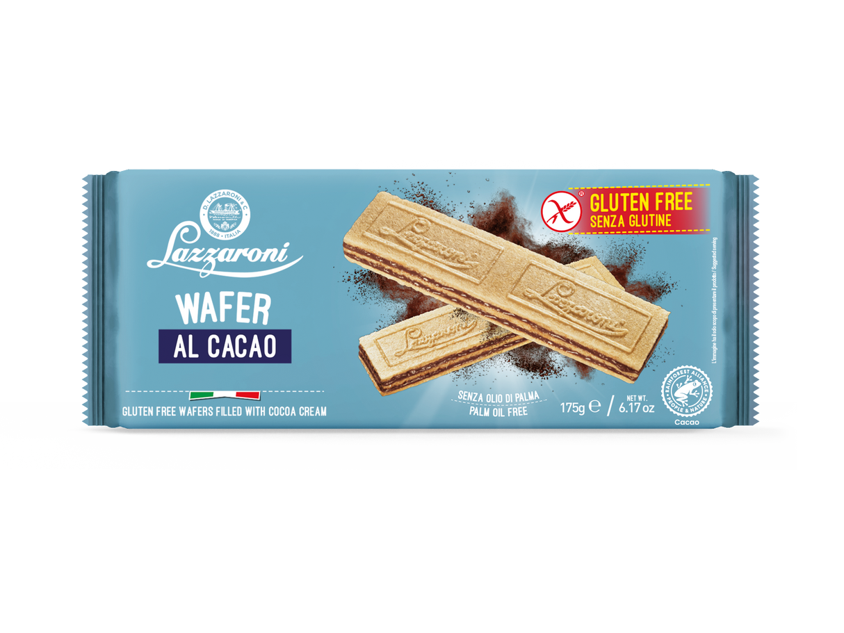 LAZZARONI WAFER COCOA GLUTEN FREE 175 GR (13 in a box)