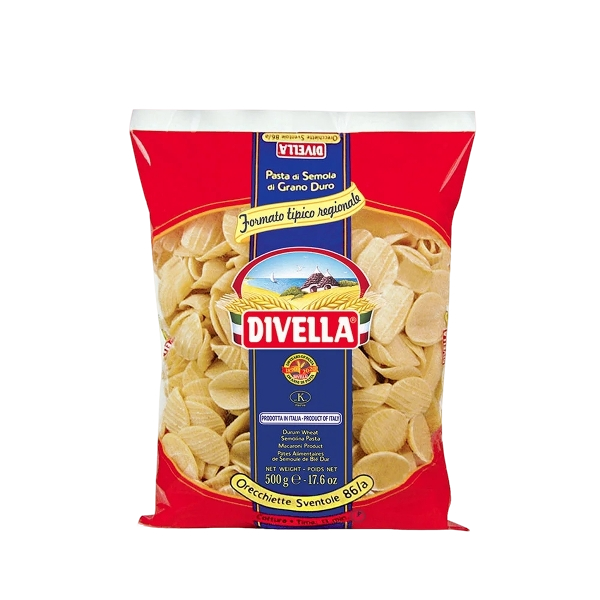 DIVELLA PASTA DI SEMOLA FORMATI SPECIALI ORECCHIETTE SVENTOLE N.86a 500 GR (24 in a box)