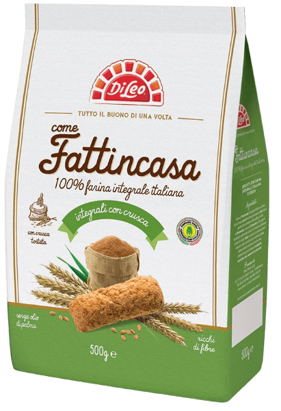 DI LEO FATTIINCASA BISCOTTI WHOLEMEAL BRAN 500 GR (8 in a box)