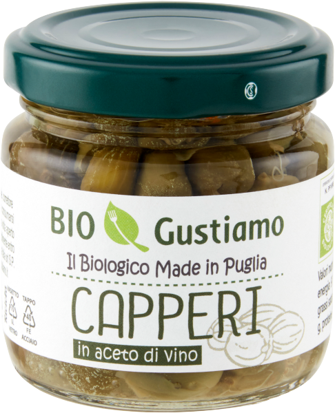BIO GUSTIAMO CAPERS IN VINEGAR 100 GR (6 in a box)