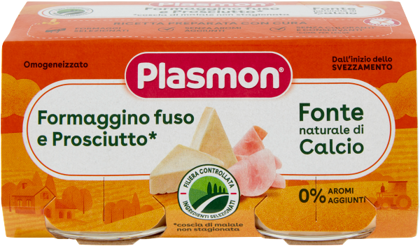 PLASMON HOMOGENIZED MEAT CHEESE MELTED AND HAM 80 GR X2 (12 in a box)