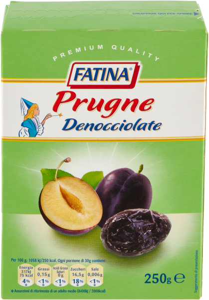FATINA DRIED FRUITS PLUMS PITTED 250 GR (24 in a box)