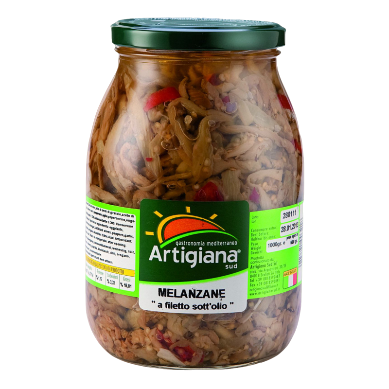 ARTIGIANA SUD AUBERGINES FILETTED IN OIL 1 KG (6 in a box)