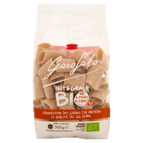 GAROFALO PASTA WHOLEMEAL ORGANIC SCHIAFFONI 500 GR (12 IN A BOX)