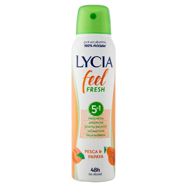 LYCIA DEO FEEL FRESH PEACH AND PAPAYA SPRAY 150 ML (12 in a box)
