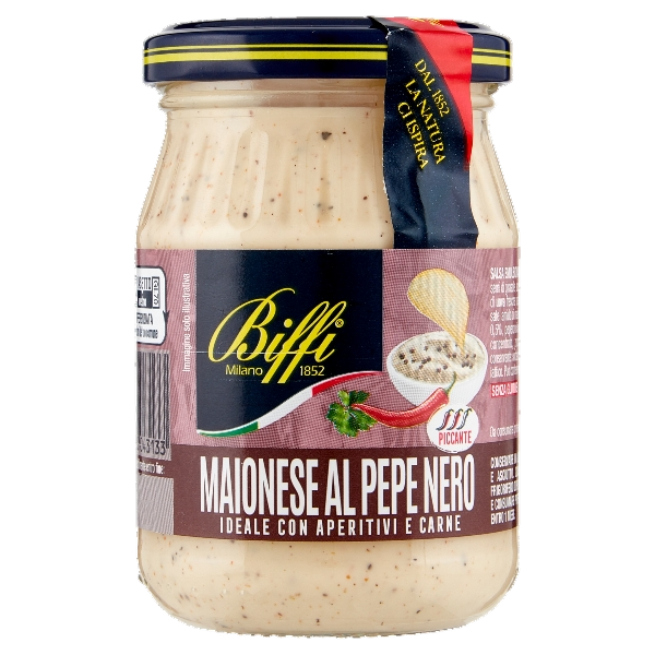 BIFFI MAYONNAISE WITH BLACK PEPPER JAR 180 GR (6 in a box)
