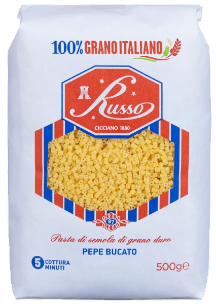 RUSSO PASTINA DI SEMOLA PEPE BUCATO 500 GR (20 in a box)