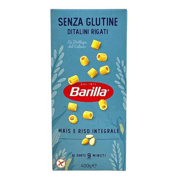 BARILLA PASTA GLUTEN FREE DITALINI RIGATI 400 GR (14 in a box)