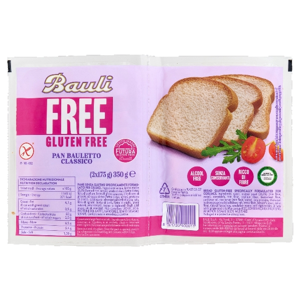 BAULI BREAD PAN BAULETTO CLASSICO GLUTEN FREE X2 350 GR (6 in a box)