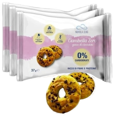 NUVOLA ZERO CIAMBELLA CHOCOLATE DROPS 0% CARBS GLUTEN FREE 37 GR (10 in a box)