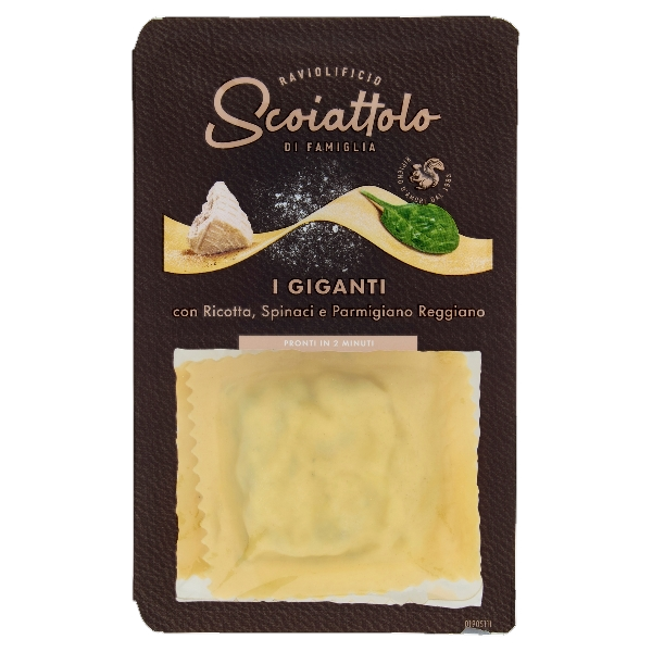 SCOIATTOLO STUFFED PASTA GIGANTI RAVIOLO RICOTTA & SPINACH & PARMIGIANO REGGIANO 200 GR (6 in a box)