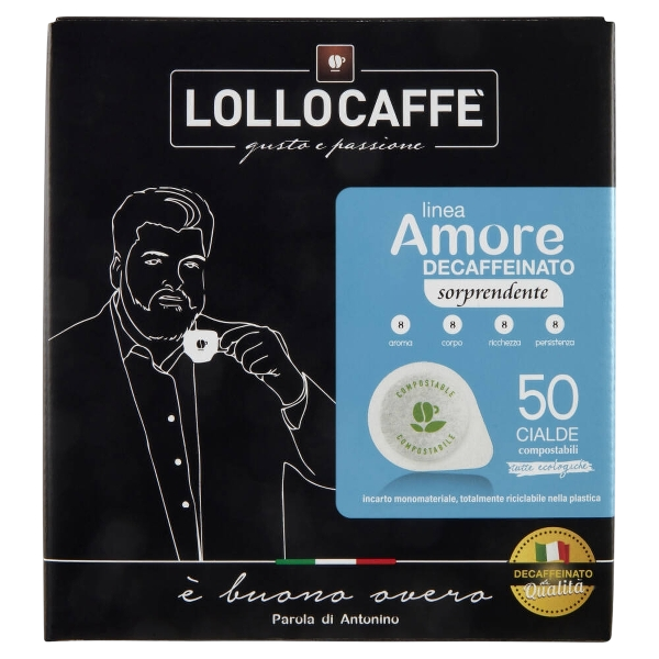 LOLLO COFFEE PODS ESE 44 MM DECAFFEINATED AMORE DEK X50 (1 in a box)