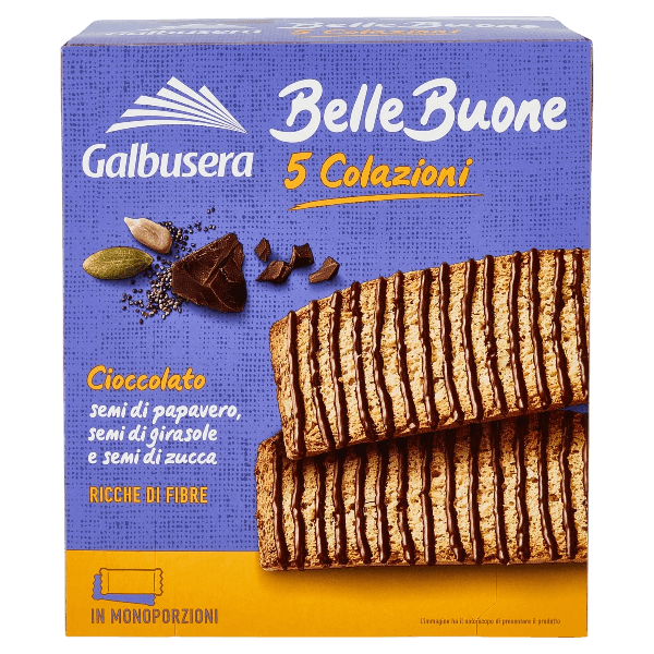 GALBUSERA BELLE BUONE FETTE MUESLI CHOCOLATE AND SEEDS X5 200 GR (10 in a box)