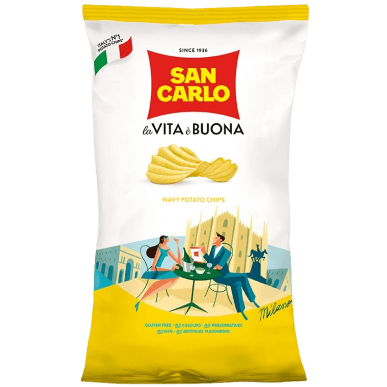 SAN CARLO CRISPS PIU' GUSTO RUSTICA WAVY 50 GR (20 in a box)