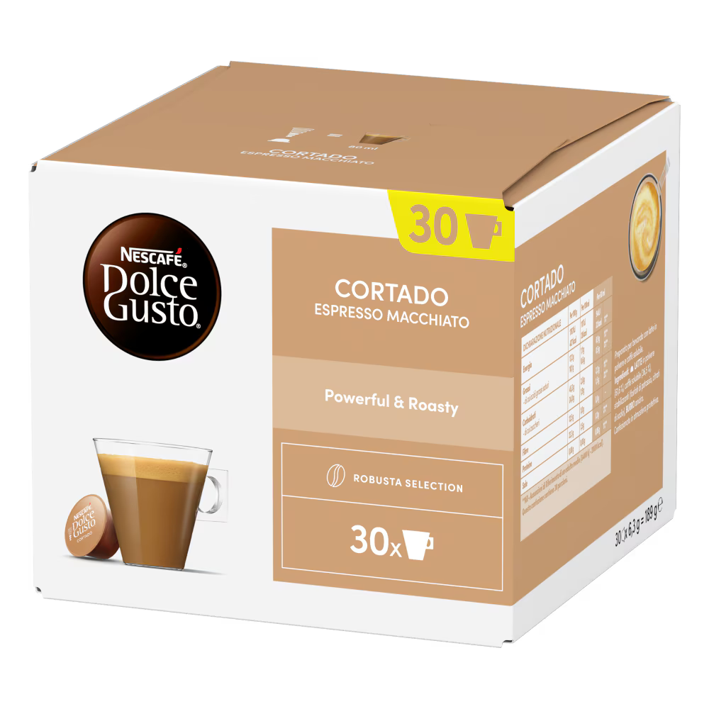 NESCAFE' COFFEE CAPSULES DOLCE GUSTO CORTADO ESPRESSO MACCHIATO X30 (6 in a box)