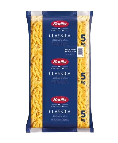 BARILLA PASTA DI SEMOLA MEZZE PENNE RIGATE N.70 5 KG (3 in a box)