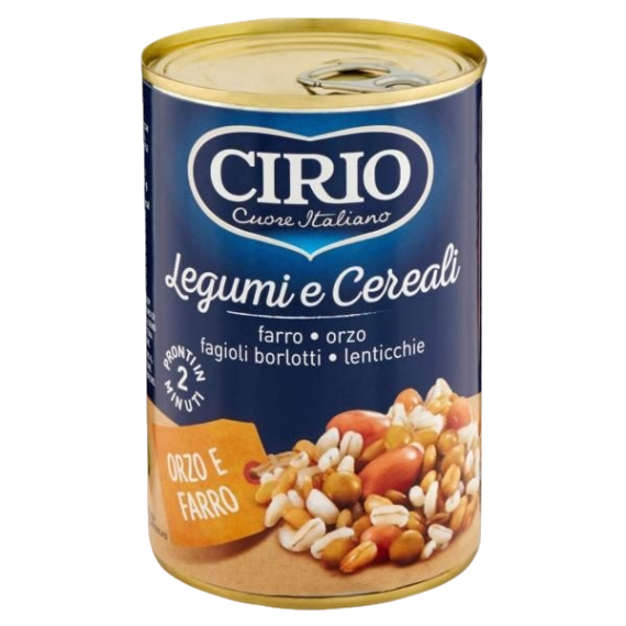 CIRIO LEGUMES & CEREALS LENTILS AND BORLOTTI BEANS 200 GR X2 (6 in a box)