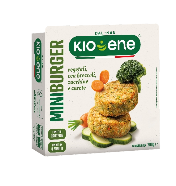 KIO ENE VEGETABLES MINI BURGER BROCCOLI ZUCCHINI AND CARROTS 200 GR (6 in a box)