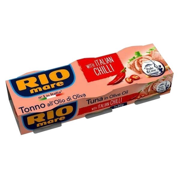 RIOMARE TUNA WITH ITALIAN CHILLI 80 GR X3 (32 in a box)