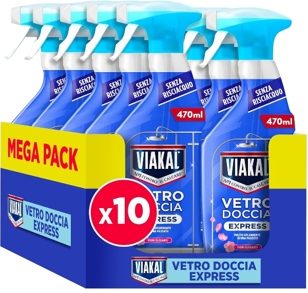 VIAKAL DEGREASER DESCALER EXPRESS SHOWER GLASS ELEGANT FLOWERS SPRAY 470 ML (10 in a box)
