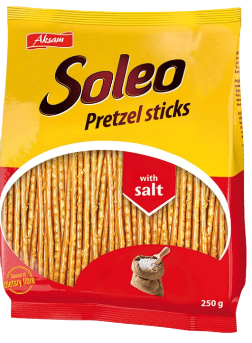SOLEO SNACK SALATINI PRETZELS STICKS 250 GR (28 in a box)