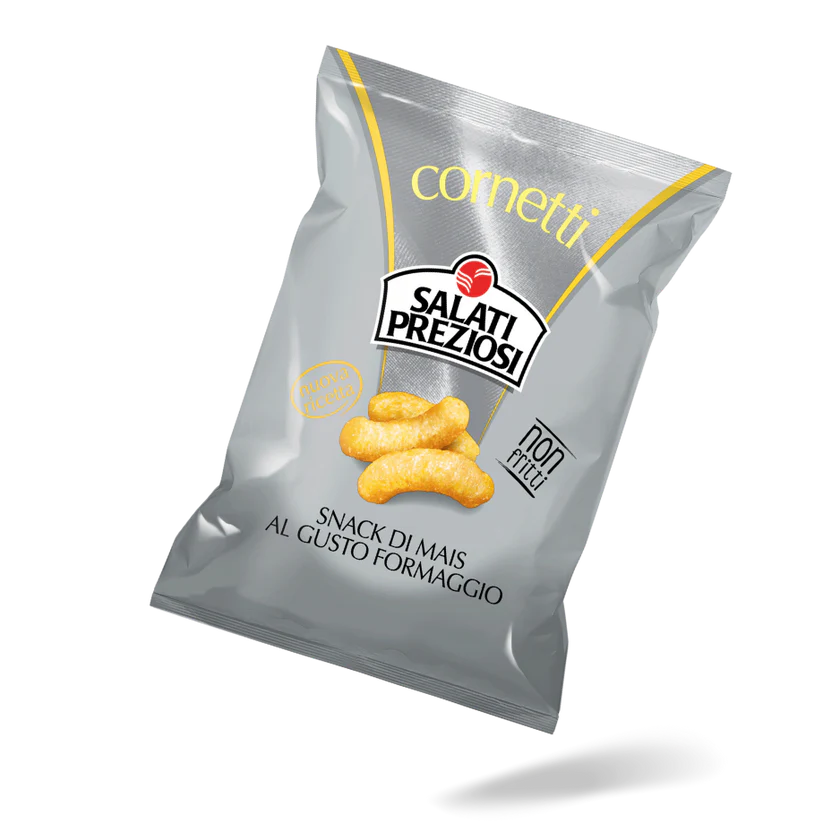SALATI PREZIOSI CRISPS CORNETTI CORN CHEESE 45 GR (21 in a box)