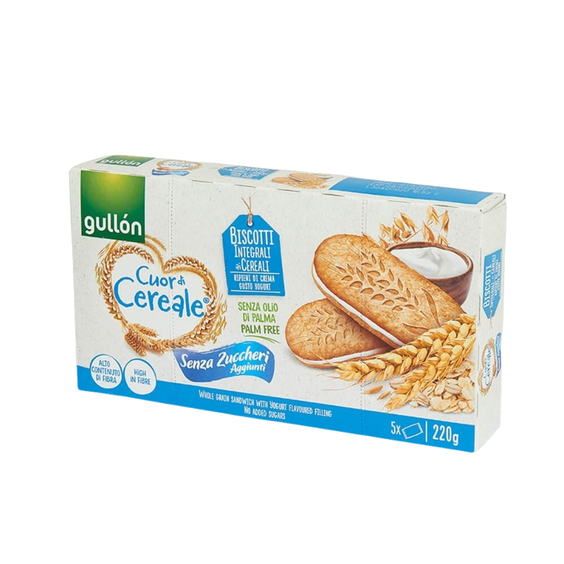 GULLON BISCOTTI CUOR DI CEREALE YOGURT SUGAR FREE X5 220 GR (8 in a box)