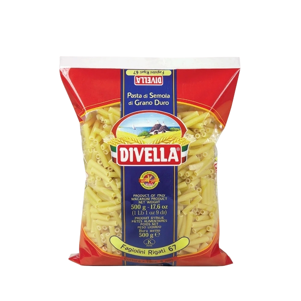 DIVELLA PASTA DI SEMOLA FAGIOLINI RIGATI N.67 500 GR (24 in a box)