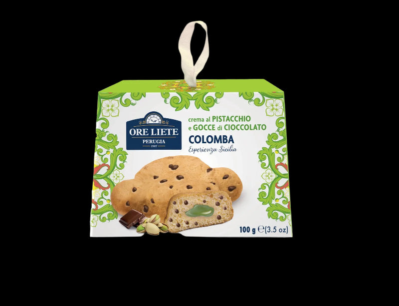 ORELIETE COLOMBA MINI CHOCOLATE CHIPS AND PISTACHIO FILLING 100 GR (34 in a box)