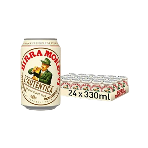 MORETTI BEER LAGER CANS 33 CL 4.6% (24 in a box)