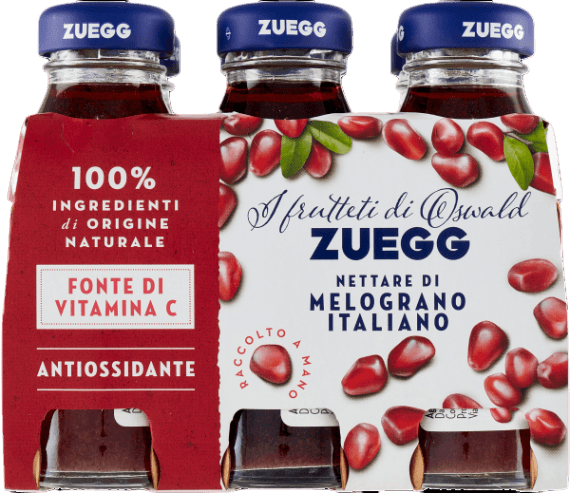 ZUEGG NETTARE FRUIT JUICE POMEGRANATE GLASS 125 ML X6 (4 in a box)