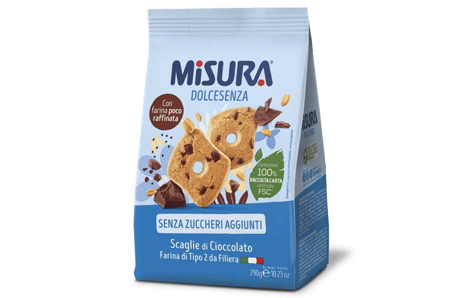 MISURA DOLCE SENZA BISCOTTI CHOCOLATE CHIPS 290 GR (10 in a box)