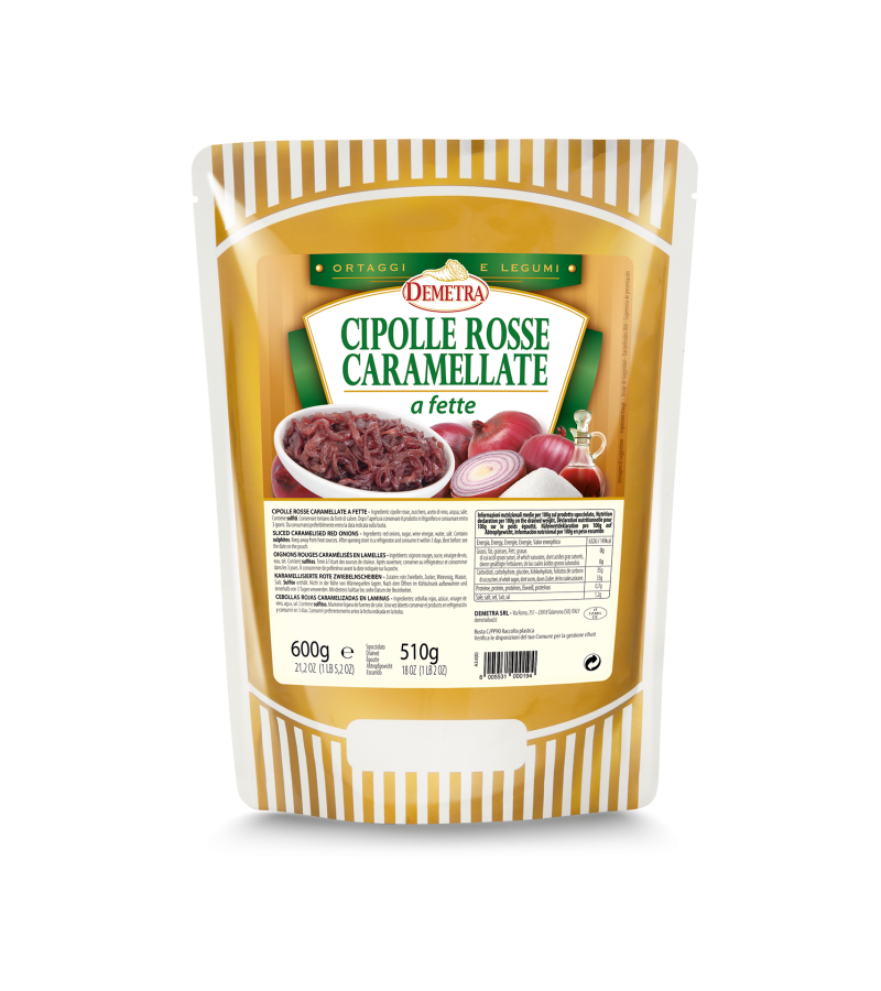 DEMETRA ONIONS RED CARAMELISED POUCH 600 GR (6 in a box)