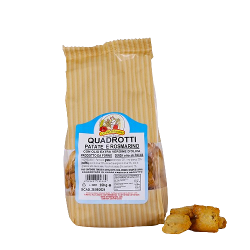 VOSTRO FORNAIO BAKERY SNACK QUADROTTI POTATOES AND ROSEMARY 250 GR (12 in a box)