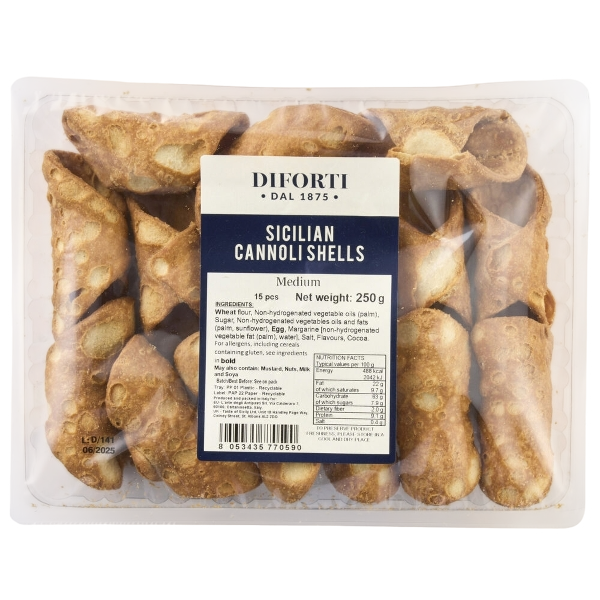 DIFORTI DESSERT CANNOLI SICILIANI MEDIUM 250 GR (10 IN A BOX)