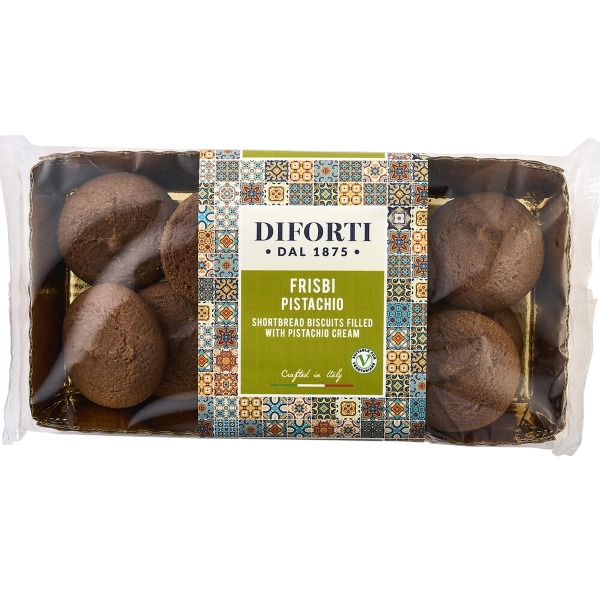 DIFORTI DESSERT BISCUITS FRISBI FILLED PISTACHIO CREAM 200 GR (6 in a box)
