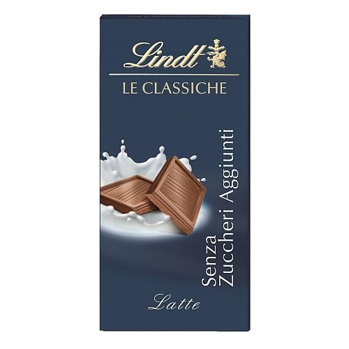 LINDT CLASSIC CHOCOLATE BAR MILK WITHOUT SUGAR ADDED 100 GR (16 in a box)