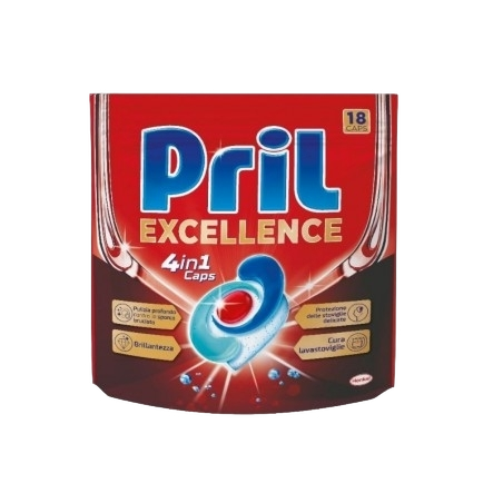 PRILL DISHWASHER CAPS EXCELLENCE 4 IN 1 X18 (8 in a box)
