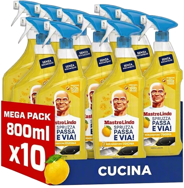MASTRO LINDO DEGREASER KITCHEN LEMON SPRAY 800 ML (10 in a box)