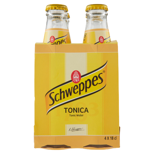 SCHWEPPES TONIC WATER GLASS 18 CL X4 (6 IN A BOX)