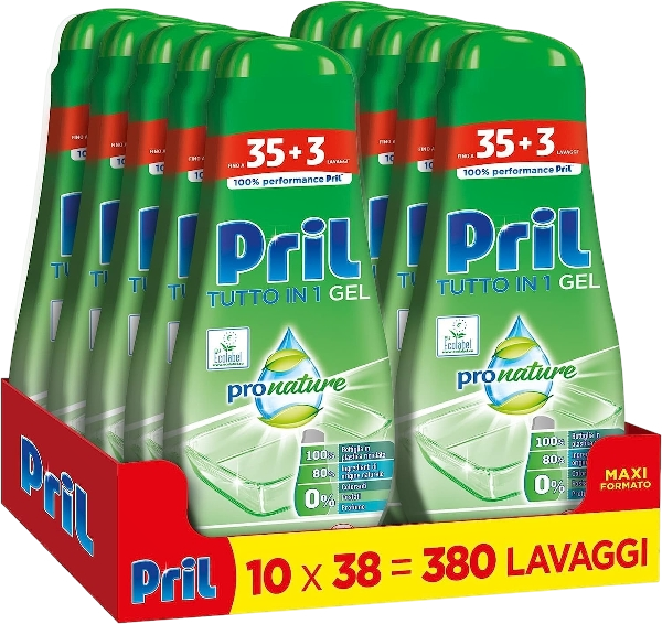 PRILL DISHWASHER PRO NATURE GEL 608 ML (10 in a box)